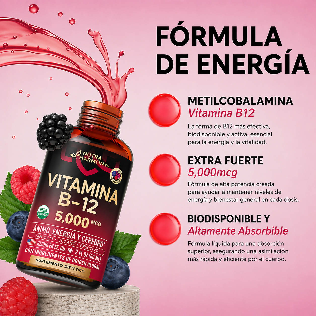 Vitamina B12 Sublingual - Nutra Harmony