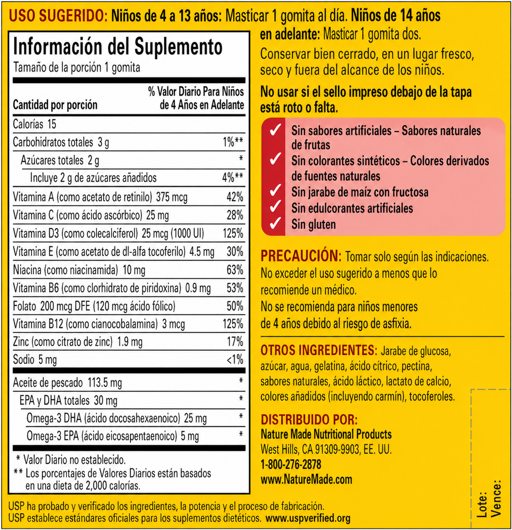 Multivitamínico para Niños con Omega 3 -  Nature Made Kids 